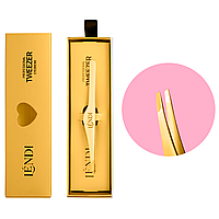 Lendi пінцет для брів скошений золотий Golden Spark