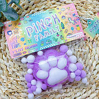 Іграшка Сквіш, Таба  лапка Котика, антистрес (фіолетовий+ білий) флок