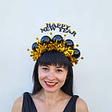 Золотисто чорна Корона на новий рік з кульками та мішурою, фото 2