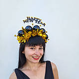 Золотисто чорна Корона на новий рік з кульками та мішурою, фото 5