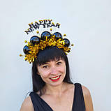 Золотисто чорна Корона на новий рік з кульками та мішурою, фото 4