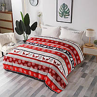 Новорічний плед із мікрофібри євро 200*230 з оленями