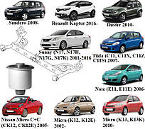 Сайлентблоки задньої балки Nissan Micra C+C  2005-; Nissan Micra 2002-; Nissan Note 2006-