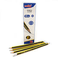 Олівець простий із гумкою Cello CL006. Жовто-чорний корпус