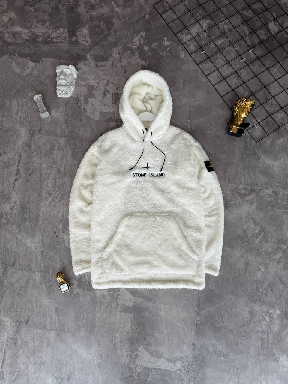Чоловіча махрова кофта худі STONE ISLAND M2167 біла XXL, фото 1