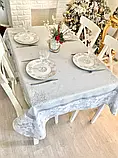 Скатертина Новорічна двостороння водовідштовхуюча 140х180 см. срібний люрекс, фото 4