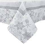 Скатертина Новорічна двостороння водовідштовхуюча 140х180 см. срібний люрекс, фото 3