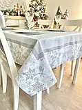 Скатертина Новорічна двостороння водовідштовхуюча 140х180 см. срібний люрекс, фото 5