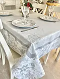 Скатертина Новорічна двостороння водовідштовхуюча 140х180 см. срібний люрекс, фото 6