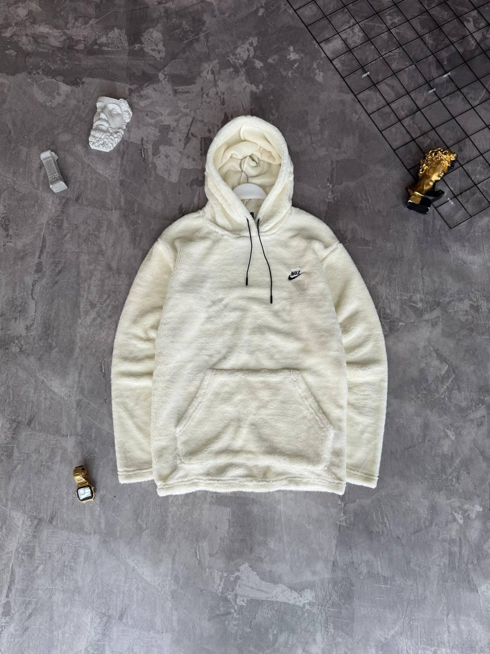 Чоловіча махрова кофта худі Nike M2164 молочна