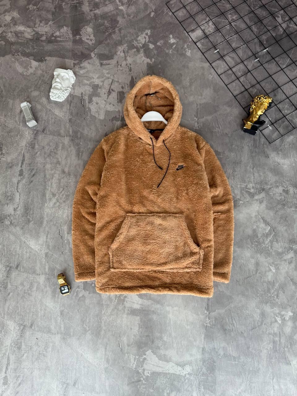 Чоловіча махрова худі Nike M2163 коричнева, фото 1