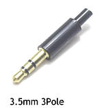3 контактні Jack 3.5мм штекрер Аудіо Стерео для телефонів, гарнітури з гумовим хвостовиком, фото 2