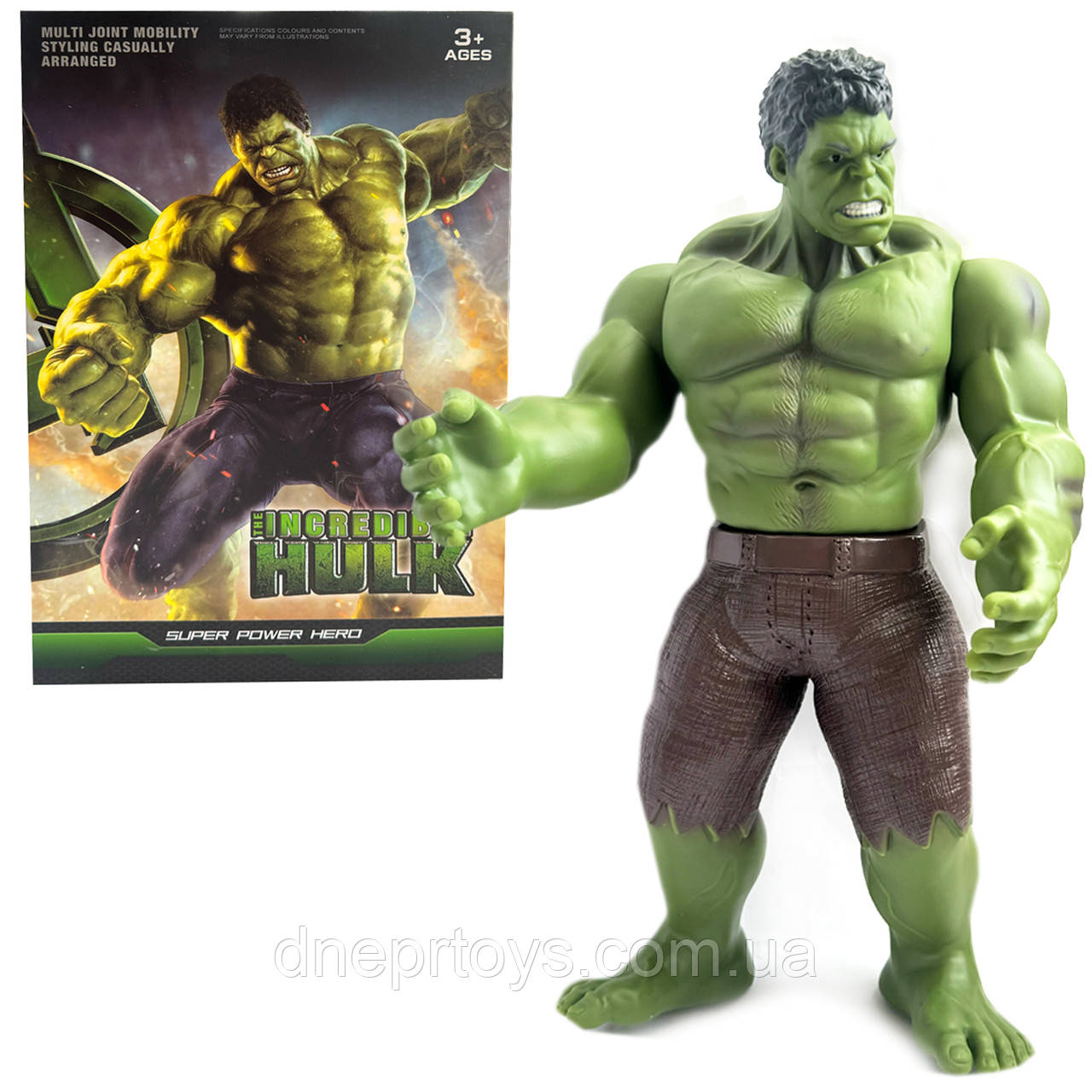 Ігрова фігурка Hulk Avengers Marvel Халк рухливі кінцівки Месники пластик 28см (2201), фото 1