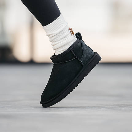 Зимові Черевики UGG Classic Ultra Mini Black / УГГ Класик Ультра Міні Чорні, фото 1