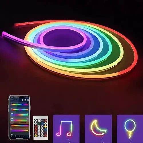 Неонова світлодіодна стрічка гнучкий неон RGB USB Bluetooth Різнобарвна 5 метрів