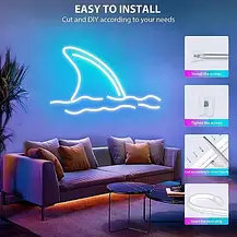 Неонова світлодіодна стрічка гнучкий неон RGB USB Bluetooth Різнобарвна 5 метрів, фото 5