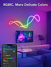 Неонова світлодіодна стрічка гнучкий неон RGB USB Bluetooth Різнобарвна 5 метрів, фото 6