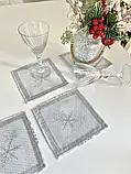 Двосторонні водовідштовхуючі серветки Новорічні з срібним люрексом, фото 5