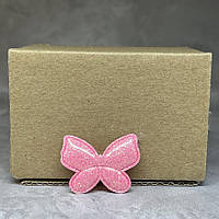 Аплікація Метелик- розмір 32 мм*25 мм, колір-рожевий, арт  014538, 1 шт, Рожевий