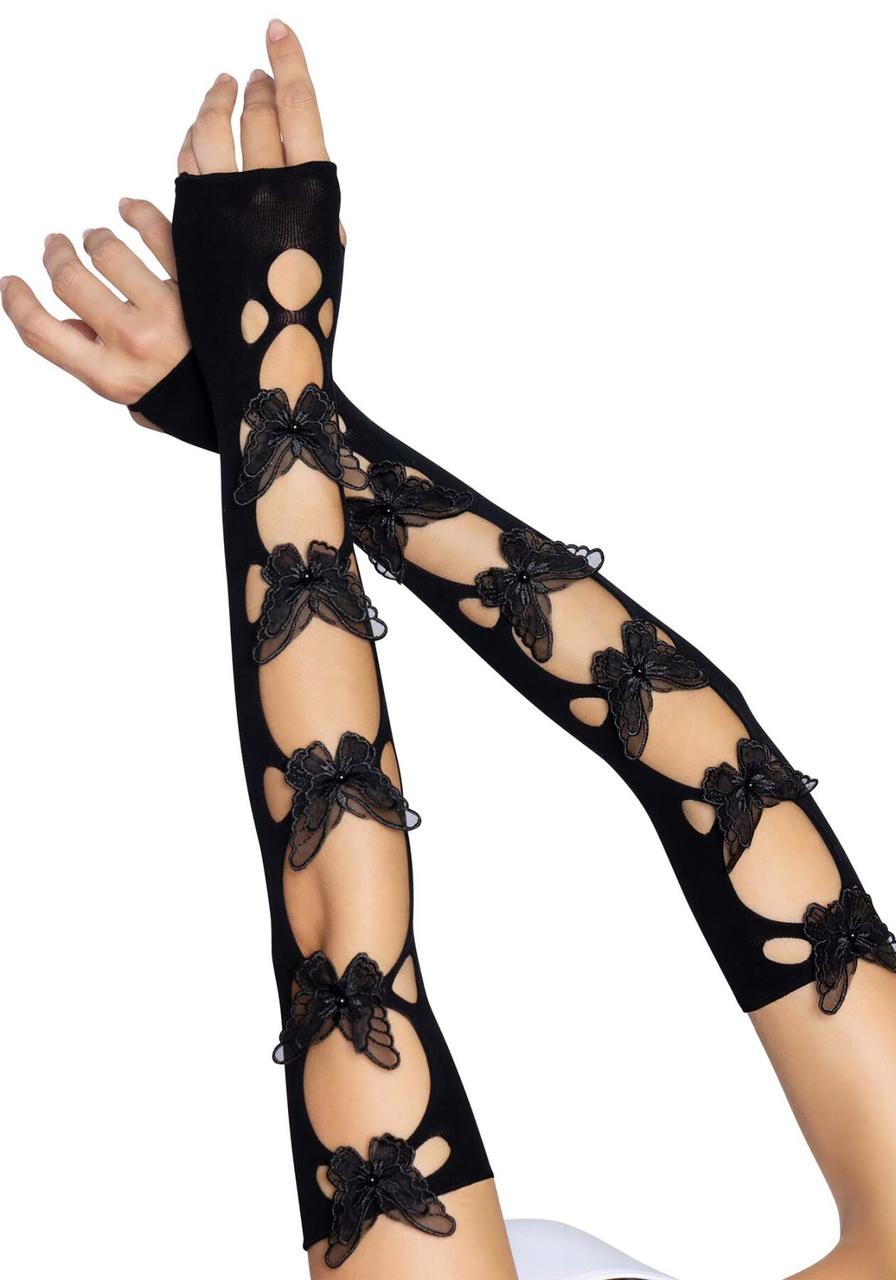 Мітенки з метеликами Leg Avenue Butterfly applique arm warmers Black