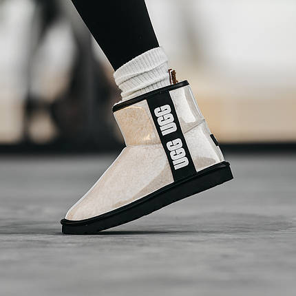 Зимові Жіночі Черевики UGG Classic Clear Mini Beige Black / УГГ Класик Клір Міні Бежеві з Чорним, фото 1