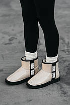 Зимові Жіночі Черевики UGG Classic Clear Mini Beige Black / УГГ Класик Клір Міні Бежеві з Чорним, фото 5
