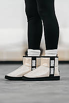 Зимові Жіночі Черевики UGG Classic Clear Mini Beige Black / УГГ Класик Клір Міні Бежеві з Чорним, фото 3