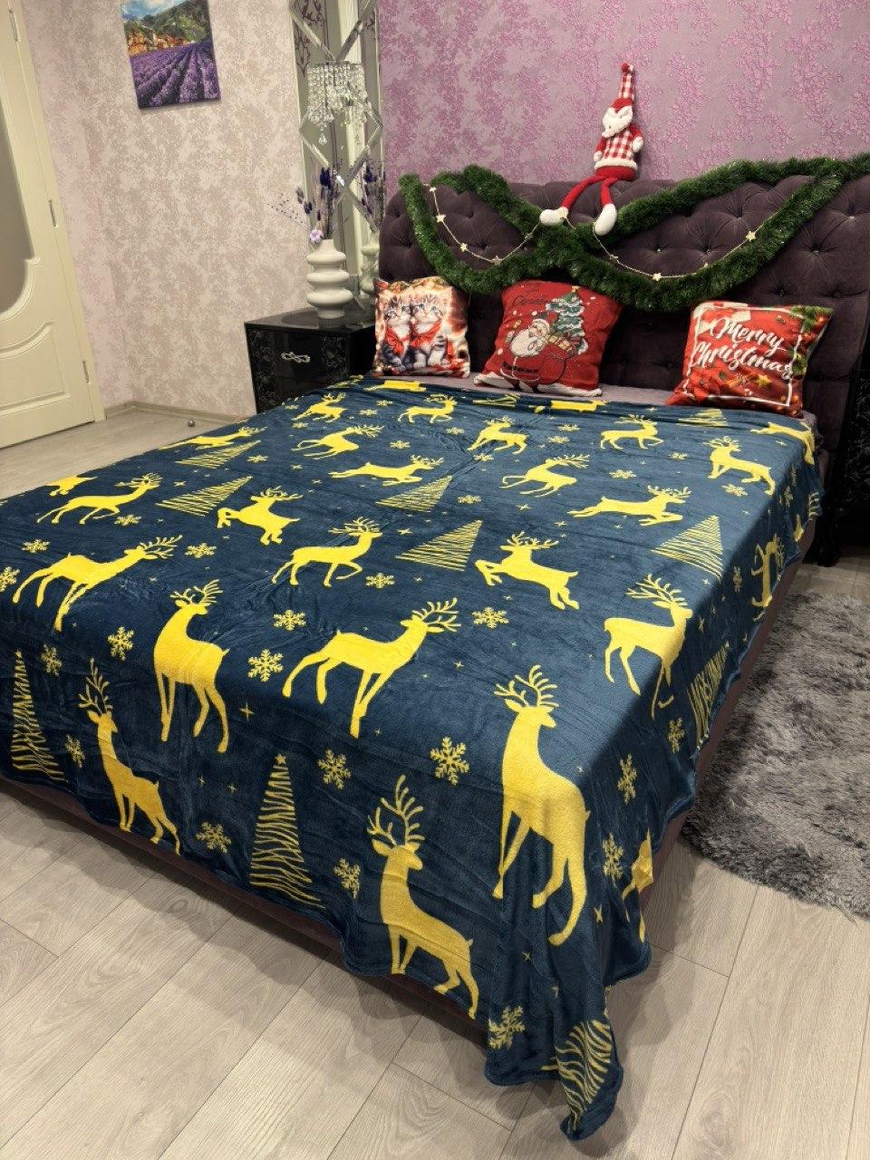 Новорічний плед із мікрофібри євро 200*220, фото 1