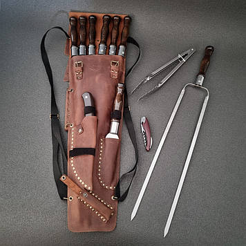 Набір шампурів у шкіряному чохлі "Гепард Браун"