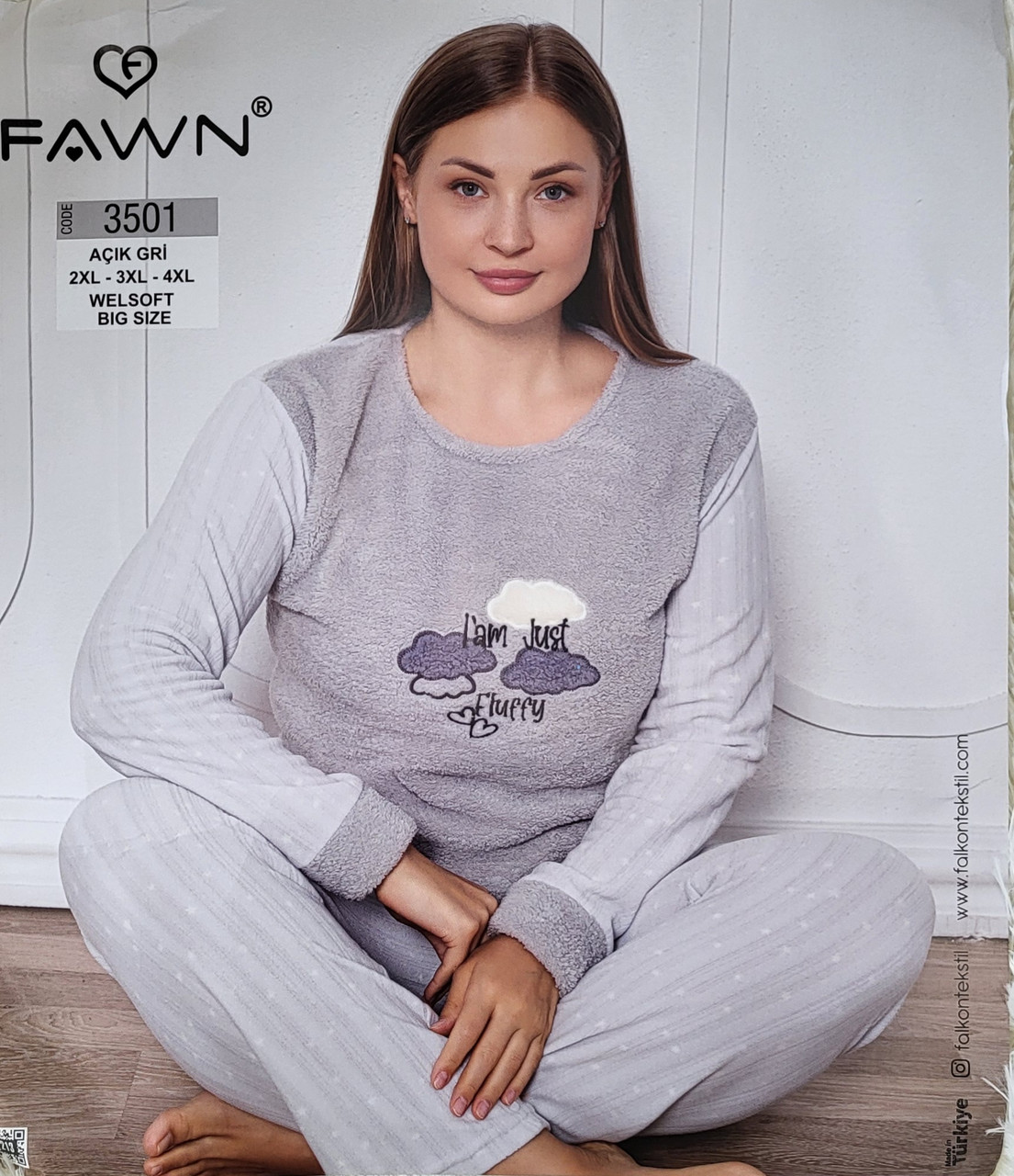 Піжама тепла жіноча фліс з махрою Туреччина 2XL, 3XL, 4XL