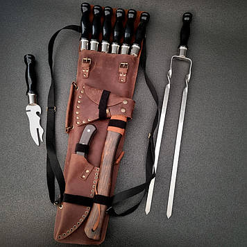 Набір шампурів у шкіряному чохлі "Отаман Блек"