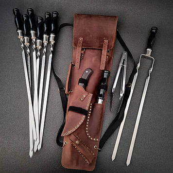 Набір шампурів у шкіряному чохлі "Гепард Блек"