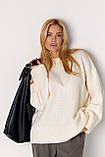 Жіночий в'язаний джемпер прямого крою — молочний колір, ONE SIZE (є розміри), фото 5