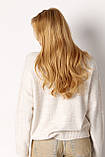 Жіночий в'язаний джемпер вільного крою бежевий, фото 2