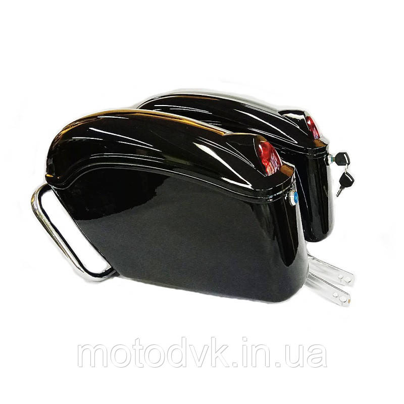 Кофри бічні овал із габаритом, пластик чорні (к-т 2 шт.)