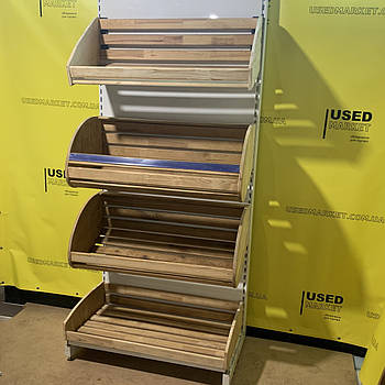 Торгові стелажі Columb вживані з полицями під хліб, колір: білий 2100x1000x500