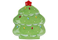 Тарілка керамічна у формі ялинки з обємним малюнком, 21*20.5*2см