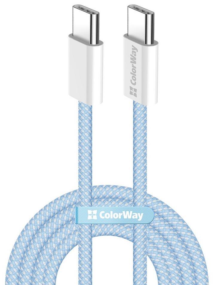 Кабель ColorWay Type-C - Type-C (PD Fast Charging 60W) 3.0А 1м синій (CW-CBPDCC061-BL)