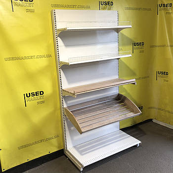 Торговий стелаж комбінований вживані з полицями під хліб та металевими, WIKO 1950x1000x500