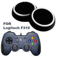 Силіконові накладки для геймпада Logitech F310 чорні з білою окантовкою 2 шт.