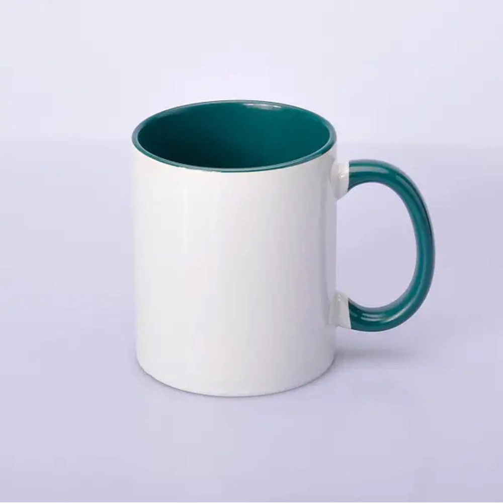 Чашка сублімаційний зелений 330мл (кольорова всередині і кольорова ручка)