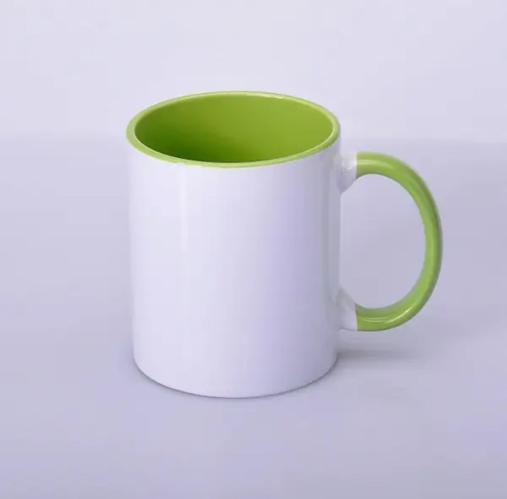 Чашка сублімаційна салатова 330 мл (кольорова всередині та кольорова ручка)