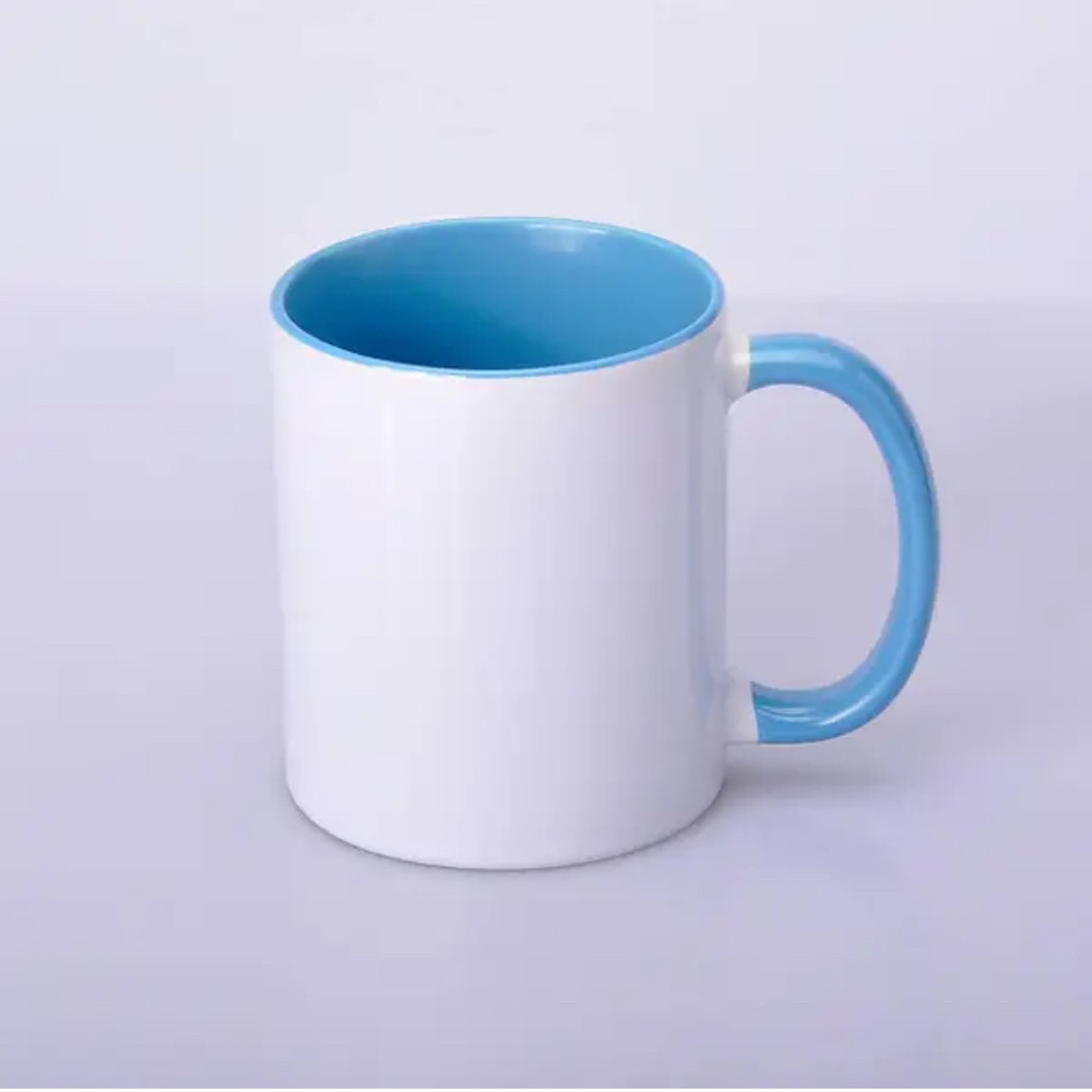 Чашка сублімаційний блакитна 330мл (кольорова всередині і кольорова ручка)