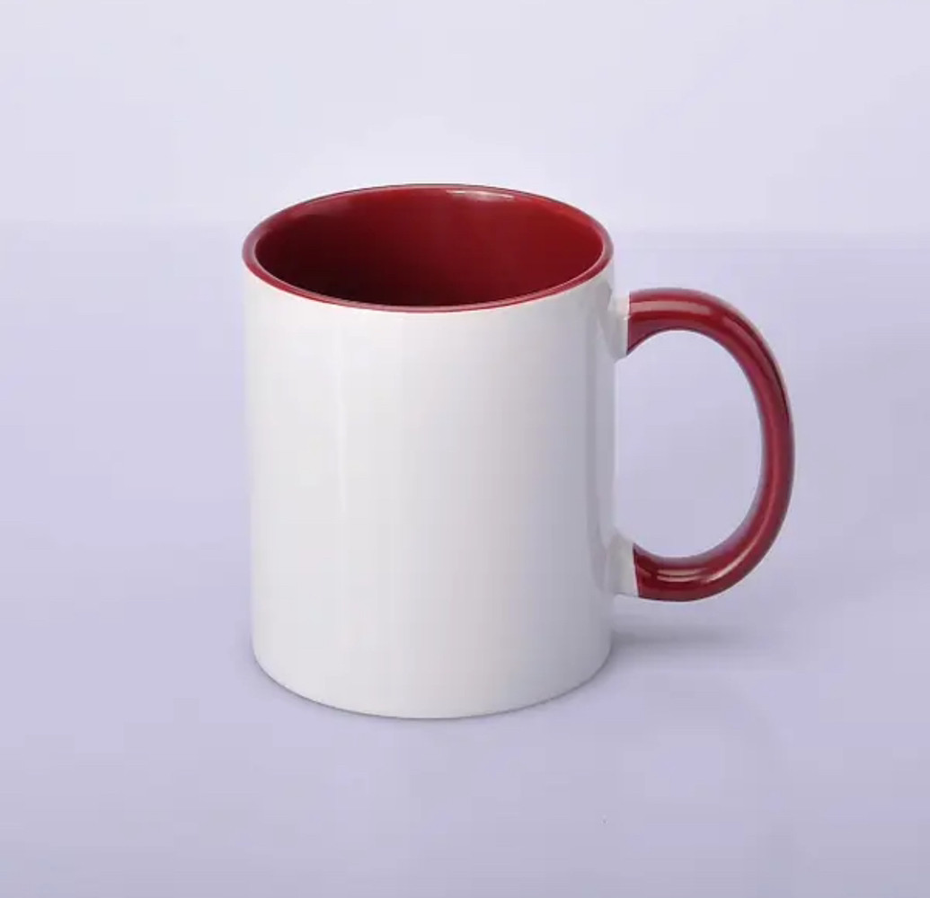 Чашка сублімаційний бордовий 330мл (кольорова всередині і кольорова ручка)