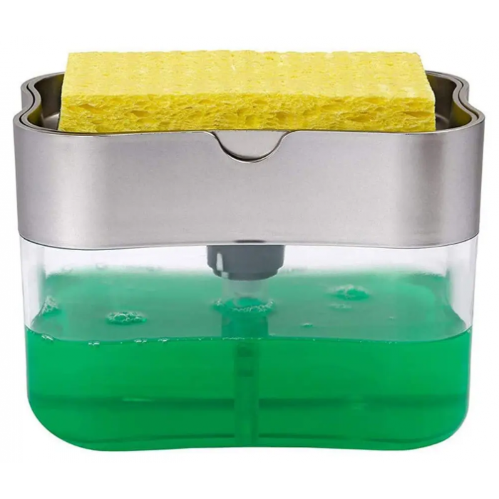 Диспенсер для мийного засобу з підставкою для губки Soap Pump & Sponge Caddy Сірий