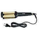 Потрійна плойка для волосся 55 W "Kemei KM-2022" Чорно-золотий, плойка 3 хвилі — стайлер для локонів, фото 2