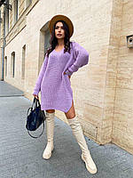Вязаное платье-туника лавандового цвета 29942 42/48
