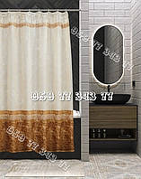 Тканинна шторка для ванної кімнати з кільцями "Mermer Su" (бежева)  Miranda, розмір 180х200 см., Туреччина