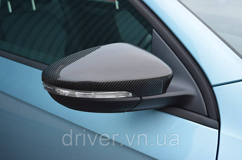 Накладки на зеркала (2 шт, натуральный карбон) для Volkswagen Passat СС 2008- гг