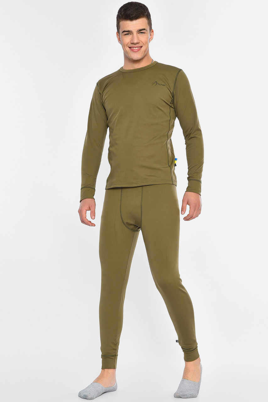 Термобілизна чоловіча на флісі кольору хакі 194109P, фото 1